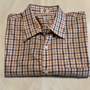 Peter Millar Orange and Blue Casual Button Down Shirt